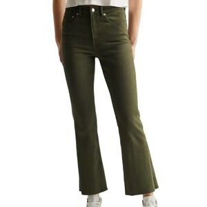 Mango Teen Girls Frayed Finish Flare Jeans in Green, Size M​​​​​​​
